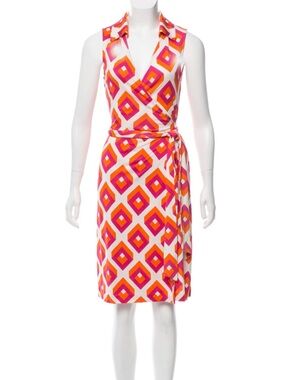 Diane Von Furstenberg St Jude Wrap Dress Size 6 Vintage Art Deco Print Retro